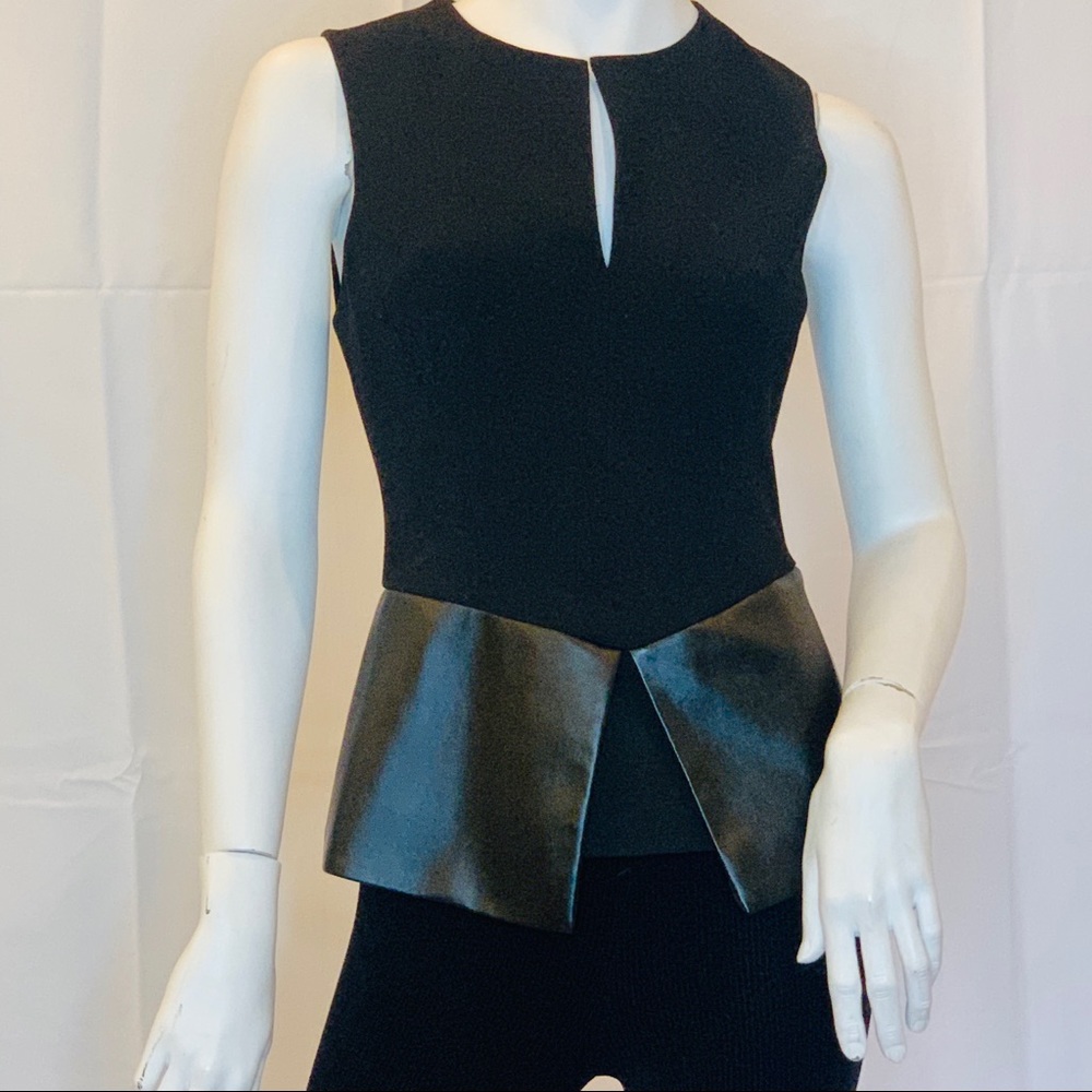 Robert Rodriguez black peplum leather detail top 4